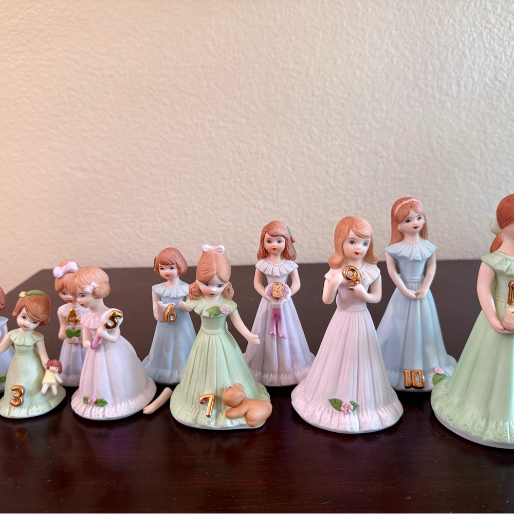 Charming Porcelain Figurines: Growing Up Birthday Girls Set